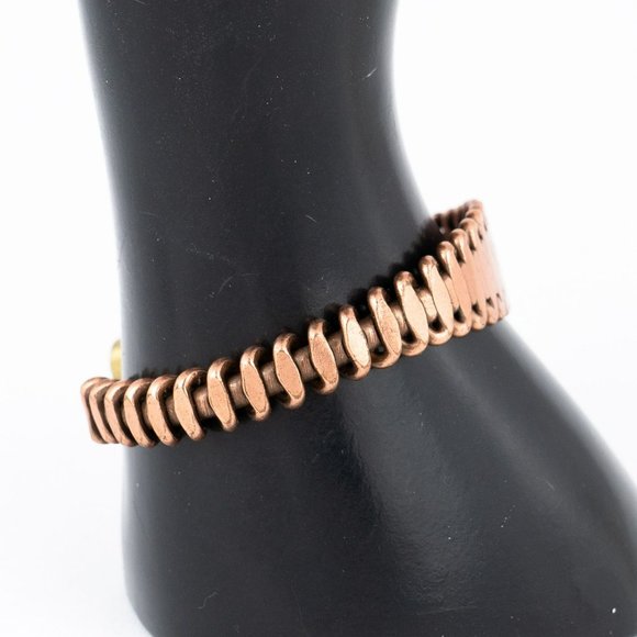 Mixed Metal Cuff Bracelet Copper Brass Wrapped Handmade S Shape Graduated Bangle - Picture 8 of 8